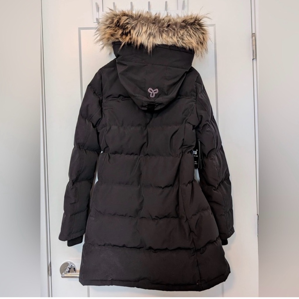 TNA St Anton Black Puffer Jacket with Faux Fur Hood - Picture 12 of 16